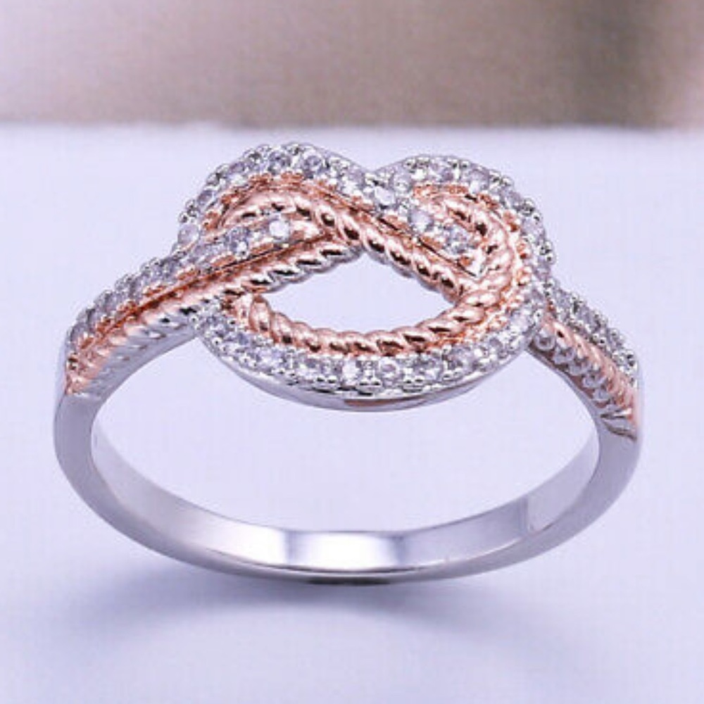New Two Tone 925 Silver Rings Women Size 6-10